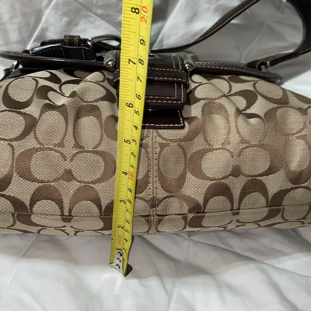 Coach Signature Canvas Shoulder Bag in Khaki/Brown - Picture 10 of 16